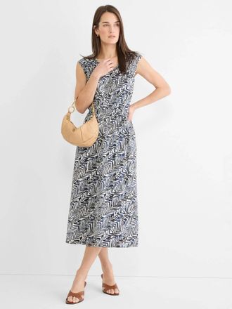 Nic+Zoe Inked Lines Deirdre Dress In Indigo Multi