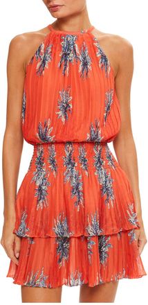 Ramy Brook Donnielle Smocked Tiered Mini Dress In Bright Lily Floral