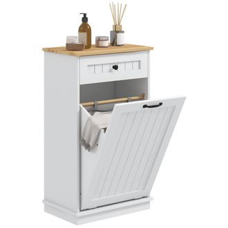 OEM Armario De Ba&ntilde;o Con Caj&oacute;n Cesto Para La Ropa Y Dise&ntilde;o Anti-vuelco Mueble De Ba&ntilde;o Moderno 52x33x90 Cm Blanco