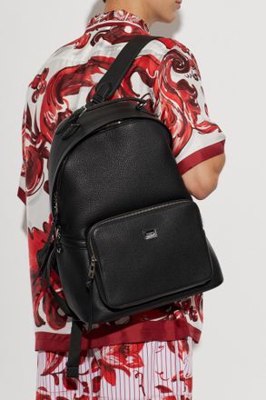 Dolce & Gabbana Leather Backpack Vittoria, Mens, Black