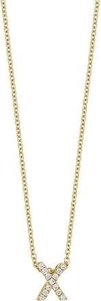Bony Levy 18k Gold Pavé Diamond Initial Pendant Necklace in 18K Yellow Gold - X at Nordstrom, Size 18 In