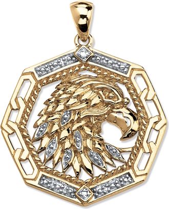 Palm Beach Jewelry Mens Diamond Accented Eagle Pendant in Gold-Plated Sterling Silver