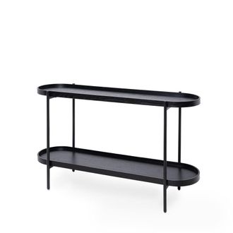 Koketto Home Consola recibidor acabado roble negro y patas met&aacute;licas negras