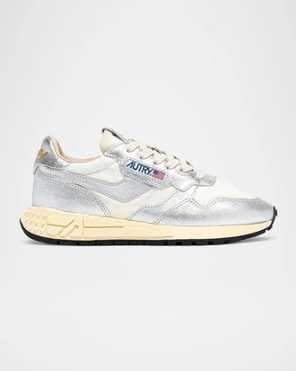 Autry Reelwind Metallic Leather Low-Top Sneakers