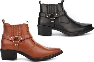 Generic Mens Cowboy Boots Mens Ankle Boots Size 6 Black Boot Cuban Style Heels Size 9 Heel Boot Block Heel Sizes 6-12 Black/Tan/Brown 10 UK