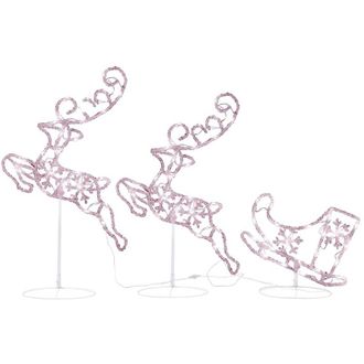 vidaXL vidaXL Decorazione Slitta Renne in Acrilico 260x21x87cm Bianco Caldo