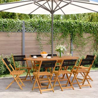 vidaXL Vidaxl - Sillas De Jard&iacute;n Reclinables 8 Uds Madera Maciza Acacia Negro