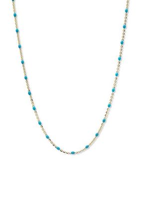 Anzie Boh&egrave;me Beaded Enamel Station Necklace in Turquoise at Nordstrom, Size 16