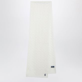 Polo Ralph Lauren Sciarpa color crema in lana e cashmere a trecce