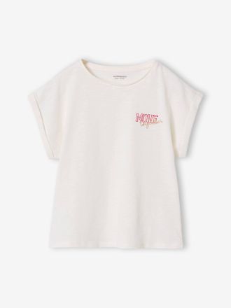 Vertbaudet T-Shirt M&auml;dchen Rundhals BASIC mit Recyclingmaterial wollwei&szlig;