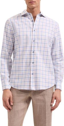 Bugatchi Axel Shaped Fit Plaid Button-Up Shirt in Air Blue at Nordstrom, Size Xxx-Large