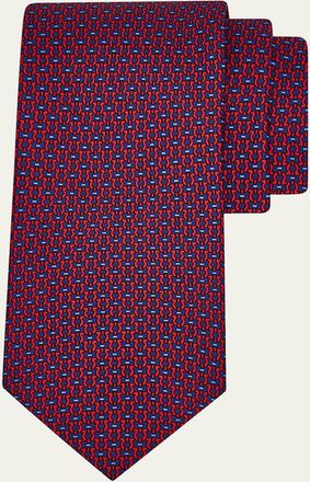 Ferragamo Mens Gancio Jacquard Silk Tie
