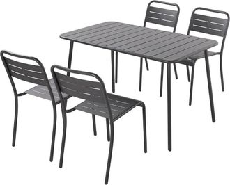 Concept Usine Conjunto mesa y sillas gris oscuro 4/6 plazas