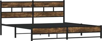 vidaXL Metal Bed Frame without Mattress Smoked Oak 183x213 cm Vidaxl