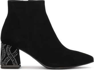 Kazar Zwarte su&egrave;de laarzen met een versierde hak - Dames - Laarzen met Hak - Zwart - 37 EU - Su&egrave;de - Schoenen