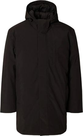 Selected hooded coat - Black
