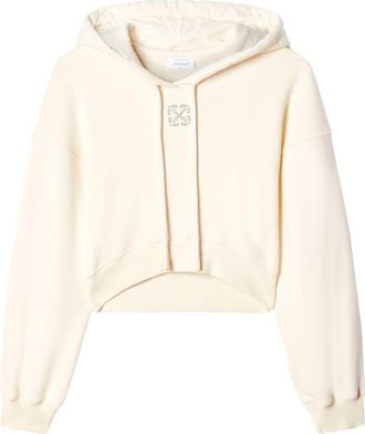 Off-white Arrows-embroidered cropped hoodie - women - Polyester/Cotton - L