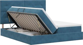 vidaXL Cama Con Almacenamiento Azul Oscuro 180 X 200 Cm Terciopelo Vidaxl
