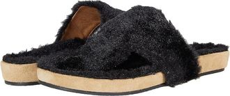 Jack Rogers Jacks Comfort Cozy Thong Women Black Faux Fur Sandals JOBB1484
