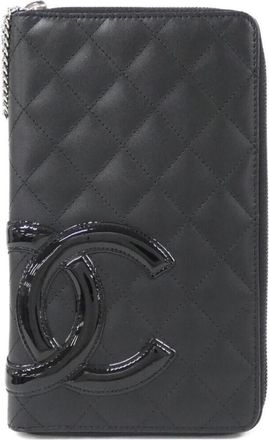 Chanel Cambon Black Leather Long Wallet (Bi-Fold) (Pre-Owned)
