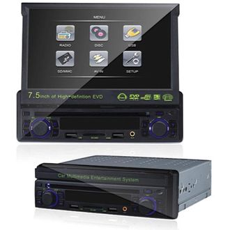 Trade Shop Autoradio Dvd Stereo 1 Din Display Scomparsa 7.5 Radio Mp3 Aux Usb Sd Av - - Trade Shop Traesio