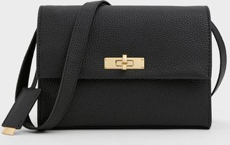 Charles & Keith Chance Recycled Leather Turn-Lock Crossbody Bag
