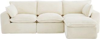 VENTE-UNIQUE.COM Sof&aacute; rinconera terciopelo 5 plazas beige 280x187cm