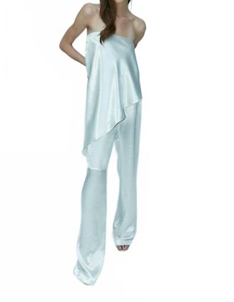 AIIFOS Alissa Wide Leg Pleated Pants In Metallic White