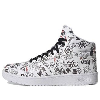 adidas Hoops 2.0 Mid White Black Red H03089