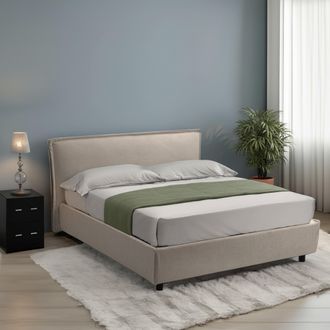Dmora Cama Doble Bruzolo, Con Colch&oacute;n Incluido, Desenfundable Hecho En Italia, Con Caj&oacute;n, Gris Taupe Taupe