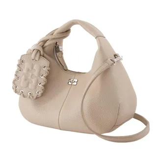 Ganni Grained Leather Mini Bag - Beige