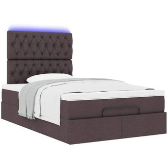 vidaXL Estructura De Cama Otomana Colch&oacute;n Tela Marr&oacute;n Oscuro 120x190cm Vidaxl