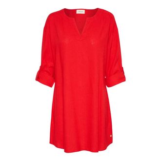 Cream CRVenta Tunic - Dames - Blouses & Shirts - Rood - Maat: M Linnen