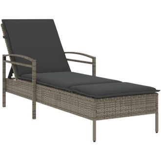 vidaXL Tumbona Con Coj&iacute;n Rat&aacute;n Sint&eacute;tico Gris 63x200x81 Cm Vidaxl