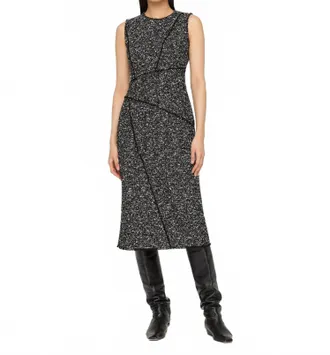 Lafayette 148 New York Boucl&eacute; Tweed Sheath Dress With Fringed Seam In Black Multi
