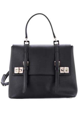 Prada Half Flap Double Turn Lock Saffiano Leather Medium satchel - Zwart