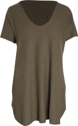 Reformation T-shirt met ronde hals in olijfgroen katoen