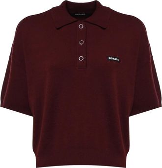 Rotate Slinky Knit Polo - Dames - Polos - Rood - S - Tops