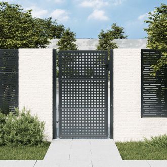 vidaXL Cancello Da Giardino Antracite 105x125 Cm In Acciaio - Vidaxl