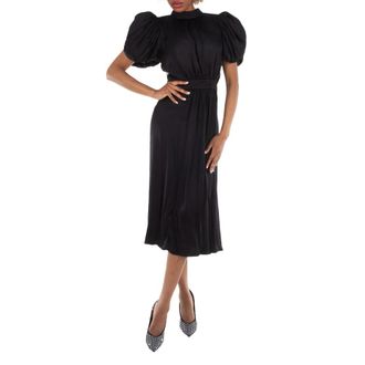 Rotate Ladies Black Puff Sleeve Midi Dress, Brand Size 36 (US Size 2)