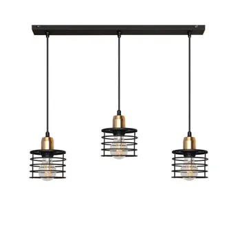 Netlighting Edison Straight Bar Pendant Ceiling Light Black Copper 65cm