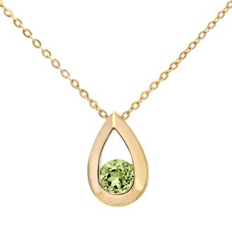 Diamant L'éternel 9kt geelgouden 0,30 ct peridoot traanhanger + 18 inch ketting