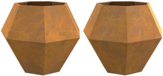 vidaXL Jardinera 2 Pcs Oxidado 100 X 100 X 80 Cm Acero Autopatinable Vidaxl