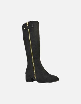 XY London Womens XY London Womens/Ladies Darcy Zip Low Block Heel Knee-High Boots - Black - Size: 3