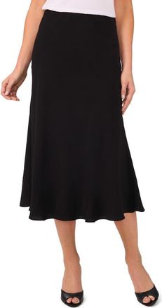 CeCe by Cynthia Steffe Bias Cut Crinkled Gauze Midi Skirt in Rich Black at Nordstrom, Size X-Large
