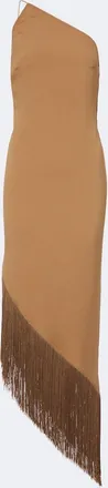 Taller Marmo Antelope fringe-trimmed asymmetric midi dress