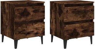 vidaXL Vidaxl - Bed Cabinets with Metal Legs 2 pcs Smoked Oak 40x35x50 cm