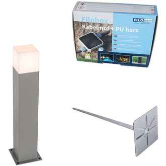 QAZQA Qazqa + Moderno L&aacute;mpara De Exterior Gris 50 Cm Con Clavija De Tierra Y Funda De Cable - Denmark Aluminio /pl&aacute;stico Rectangular Adecuado Para Led Max. 