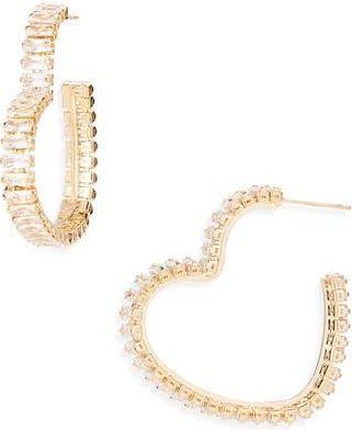 Tasha Cubic Zirconia Heart Hoop Earrings in Gold at Nordstrom Rack