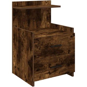 vidaXL Vidaxl - Mesilla de noche con 2 cajones roble ahumado 40x36,5x62 cm